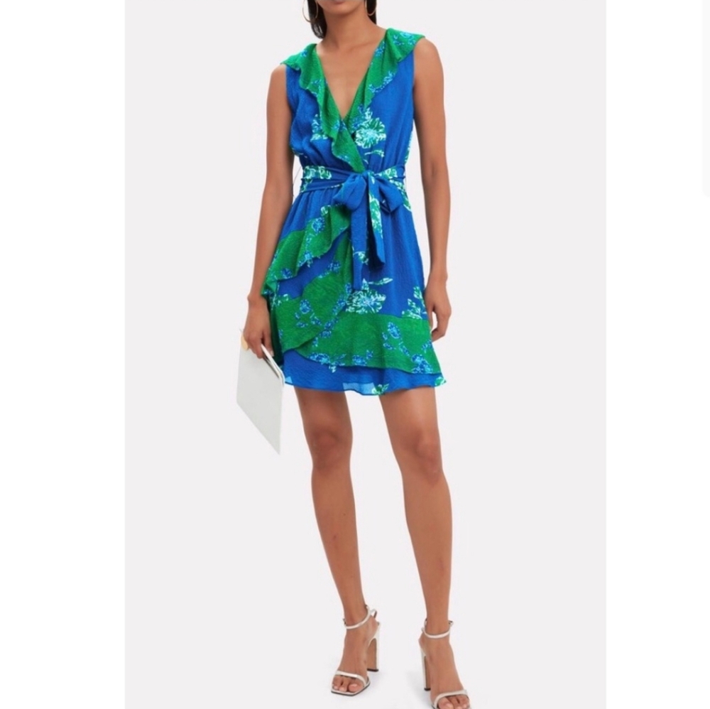 Tanya Taylor Elisa Floral Ruffle Faux Wrap Dress Size 4